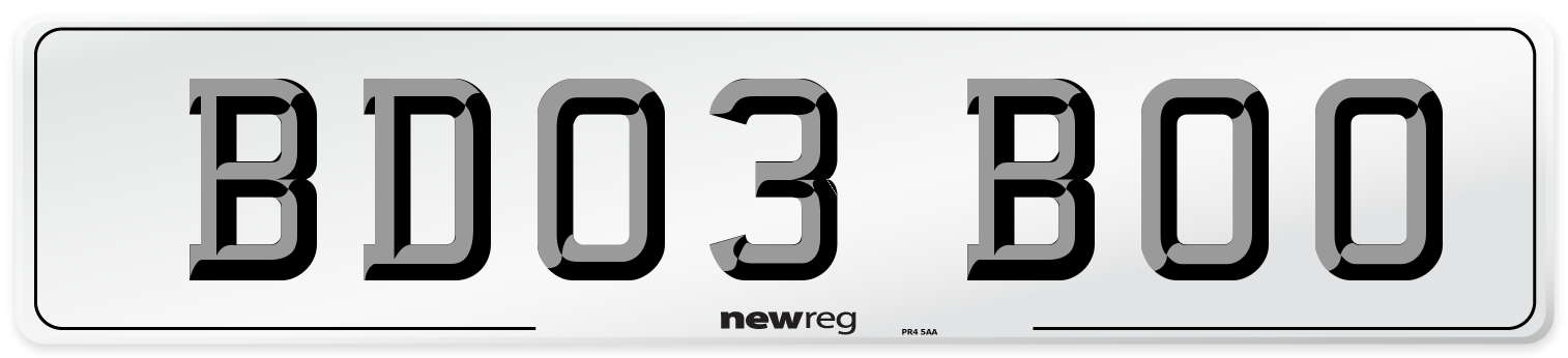 BD03 BOO Number Plate from New Reg